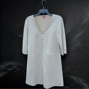 Vince Camuto Women's 3/4 Sleeve Studded Dress in Latte